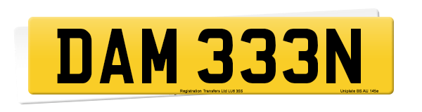 Registration number DAM 333N